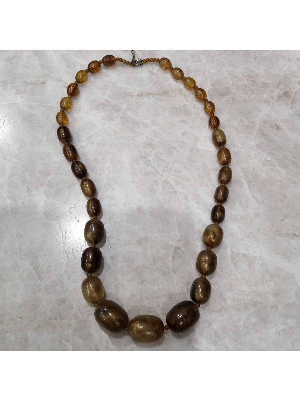 Vintage Necklace Brown Beaded Balls Mid Century Jewelry